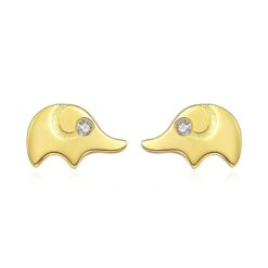 Cute Elephant 14K Solid Yellow Gold Filled Earrings