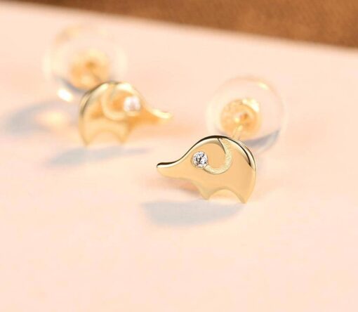 Cute Elephant 14K Solid Yellow Gold Filled Earrings 4