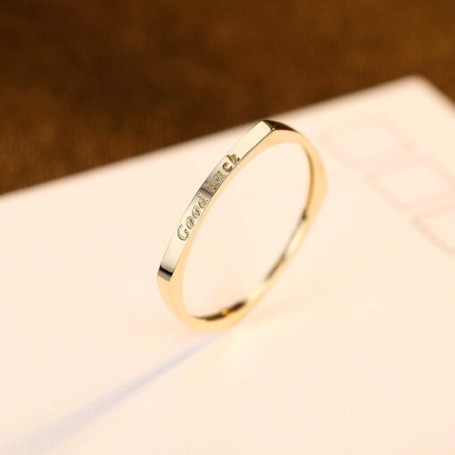 Emerald Wedding Jewelry GOOD LUCK Letter 14k Solid Gold Ring 4