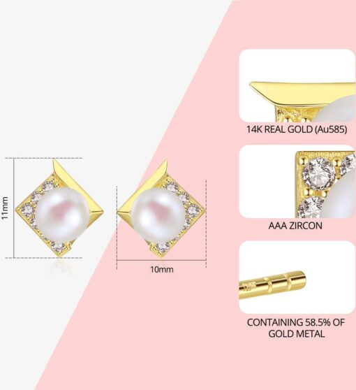 Freshwater Pearl 14K Gold Earrings Elegant Jewelry 1