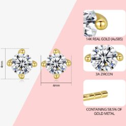 Geometric Shaped 14K Gold Zircon Luxury Stud Earrings 1