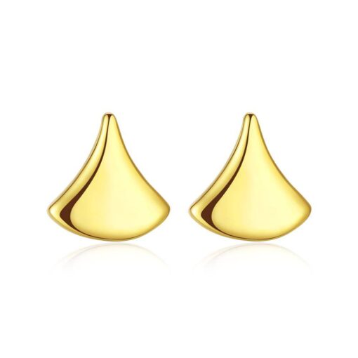 Ginkgo Biloba Leaf Earrings 14K Gold Earrings for Women