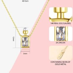 Gold 14k Perfume Bottle Necklace Inlaid Zircon Pendant Chain 1