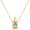 Gold 14k Perfume Bottle Necklace Inlaid Zircon Pendant Chain