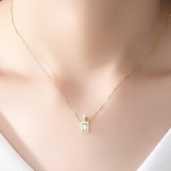 Gold 14k Perfume Bottle Necklace Inlaid Zircon Pendant Chain 2