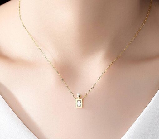 Gold 14k Perfume Bottle Necklace Inlaid Zircon Pendant Chain 2