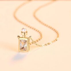 Gold 14k Perfume Bottle Necklace Inlaid Zircon Pendant Chain 4