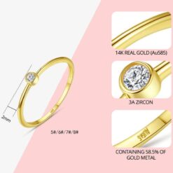Gold Engagement Ring with 3A Zirconia Minimalist Diamond 1
