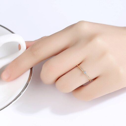 Gold Engagement Ring with 3A Zirconia Minimalist Diamond 2
