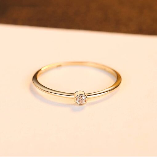 Gold Engagement Ring with 3A Zirconia Minimalist Diamond 3