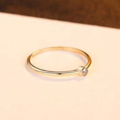 Gold Engagement Ring with 3A Zirconia Minimalist Diamond 4