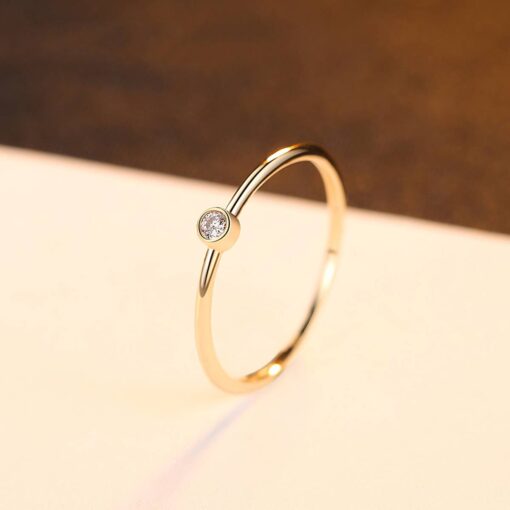 Gold Engagement Ring with 3A Zirconia Minimalist Diamond 5