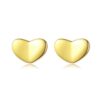 Gold Heart Earrings Korean Style 14K Solid Gold Jewelry