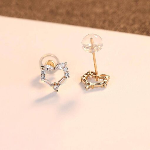 Heart Shape 14K Gold Clear CZ Stud Earrings for Wedding 5