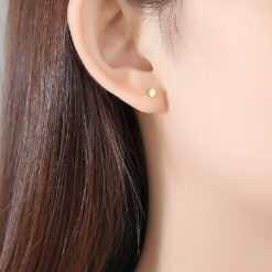 Honeycomb Geometric 14K Gold Women Stud Earrings 1