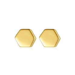 Honeycomb Geometric 14K Gold Women Stud Earrings