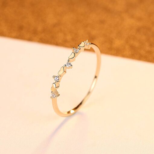 Hot Vintage Heart 14 K Gold Ring with Shiny CZ for Women 3