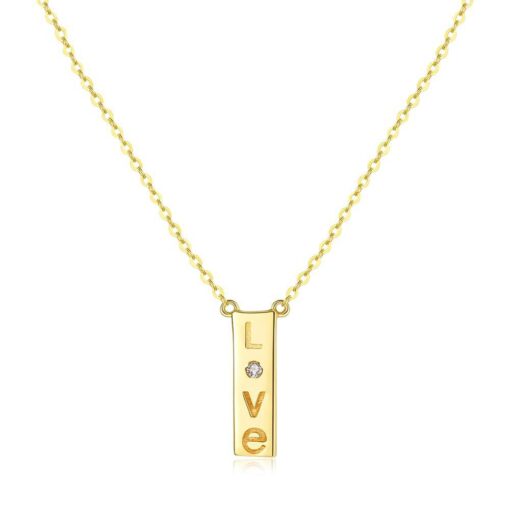 I Love You Pendant 14K Gold Chain Necklace for Women