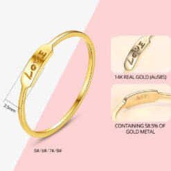 I Love You Ring LOVE Shape 14k Solid Gold Ring 1