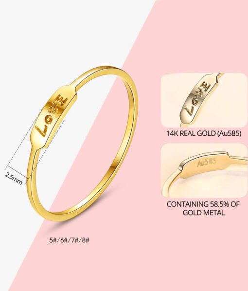 I Love You Ring LOVE Shape 14k Solid Gold Ring 1