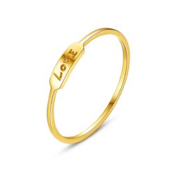 I Love You Ring LOVE Shape 14k Solid Gold Ring