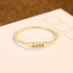 I Love You Ring LOVE Shape 14k Solid Gold Ring 3