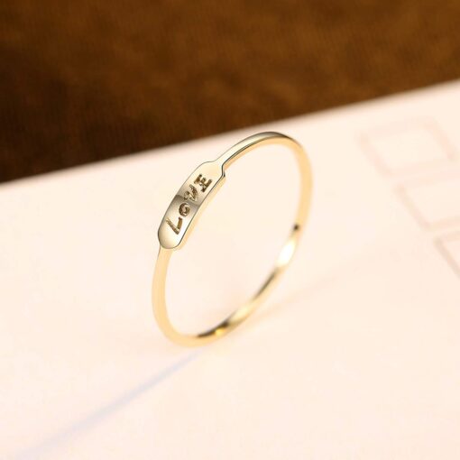 I Love You Ring LOVE Shape 14k Solid Gold Ring 5