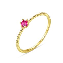 Luxurious 14K Solid Gold Ring with Red White Cubic Zircon for Wedding