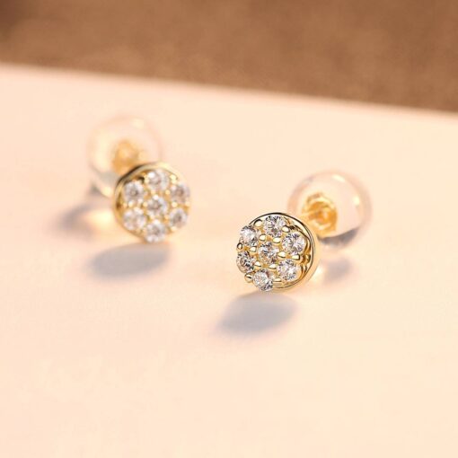 Luxury 14K Gold Circle Shape Earrings with Cubic Zirconia 2