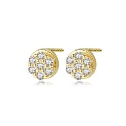 Luxury 14K Gold Circle Shape Earrings with Cubic Zirconia