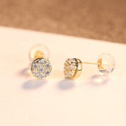 Luxury 14K Gold Circle Shape Earrings with Cubic Zirconia 3