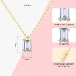 Luxury 3A Cubic Zirconia Pendant Necklace Pure 14K Gold Necklace 1