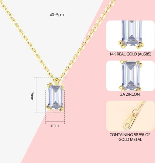 Luxury 3A Cubic Zirconia Pendant Necklace Pure 14K Gold Necklace 1
