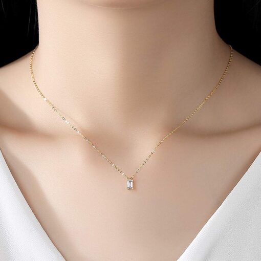 Luxury 3A Cubic Zirconia Pendant Necklace Pure 14K Gold Necklace 2