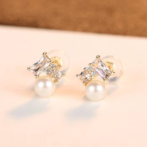 Round Fresh Water Pearl 14K Gold Stud Earrings Jewellery 3