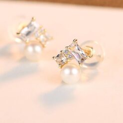 Round Fresh Water Pearl 14K Gold Stud Earrings Jewellery 4