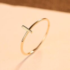 Simple Bar Design 14K Solid Yellow Gold Wedding Ring 3