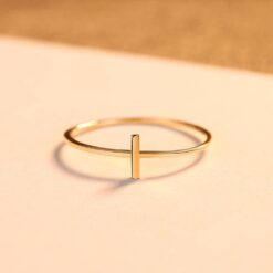 Simple Bar Design 14K Solid Yellow Gold Wedding Ring 4