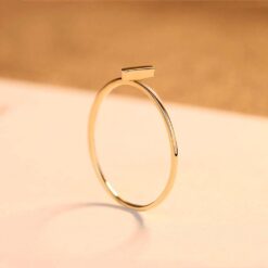Simple Bar Design 14K Solid Yellow Gold Wedding Ring 5