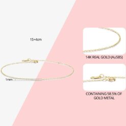 Simple Chain Stylish Solid 14k Gold Bracelet 1