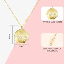 Simple Circle Shape 14K Solid Gold Necklace 1