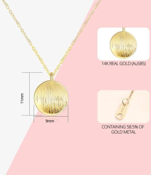 Simple Circle Shape 14K Solid Gold Necklace 1