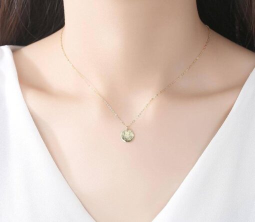 Simple Circle Shape 14K Solid Gold Necklace 2