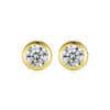 Single Cubic Zirconia 14 K Solid Gold Women Earrings