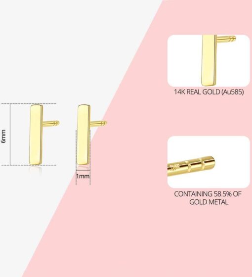 Single Square Shaped 14K Gold Filled Stud Earrings Wholesale 5