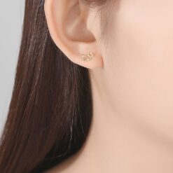 Small Cute Dog Design 14K Solid Yellow Gold Earrings for Girls 2