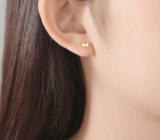 Small Cute Dog Design 14K Solid Yellow Gold Earrings for Girls 3