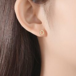 Solid 14K Gold Round Circle Earrings for Girls 1