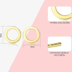 Solid 14K Gold Round Circle Earrings for Girls 2