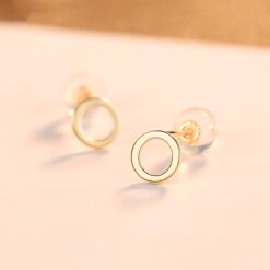Solid 14K Gold Round Circle Earrings for Girls 3